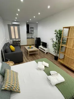 Cama o camas de una habitación en Estudio Retiro-Ibiza I
