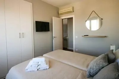 Cama o camas de una habitación en Apartamento con Terraza al Palacio Real