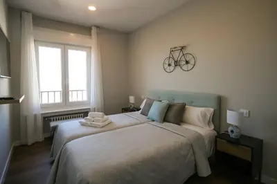 Cama o camas de una habitación en Apartamento con Terraza al Palacio Real
