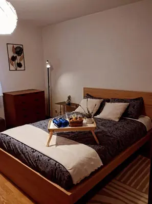 Cama o camas de una habitación en Posada Madrileña