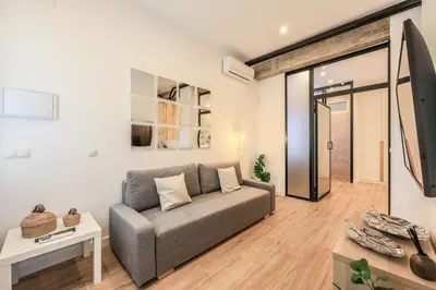 Una televisión o centro de entretenimiento en MyHouseSpain - Acogedor piso cerca de Atocha I