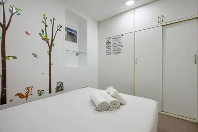 Cama o camas de una habitación en Madrid Ferrocarril - Apartamento de 2 dormitorios