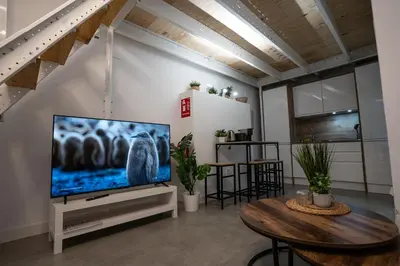 Una televisión o centro de entretenimiento en Loft a 10 min del centro histórico de madrid A