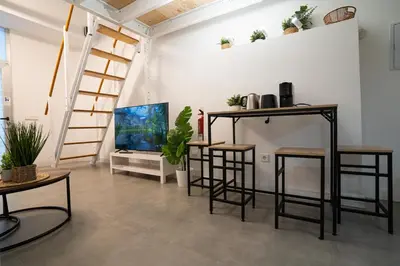 Una televisión o centro de entretenimiento en Loft a 10 min del centro histórico de madrid A