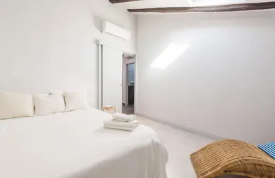 Cama o camas de una habitación en Bohemian 2bedroom attic in Lavapies