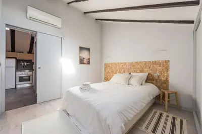Cama o camas de una habitación en Bohemian 2bedroom attic in Lavapies