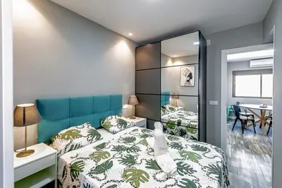 Cama o camas de una habitación en Moderno cerca Santiago Bernabéu- Apartamento AZCA