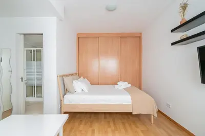 Cama o camas de una habitación en Estudios en Plaza España. Centro de Madrid
