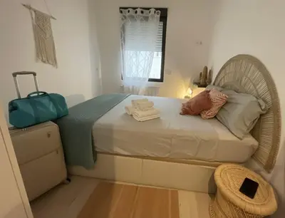 Cama o camas de una habitación en En el corazón de Madrid, casa Moderna