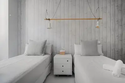 Cama o camas de una habitación en Stylish private flat San Miguel