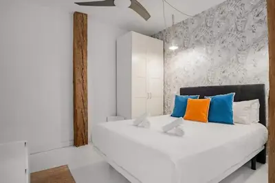 Cama o camas de una habitación en Stylish private flat San Miguel