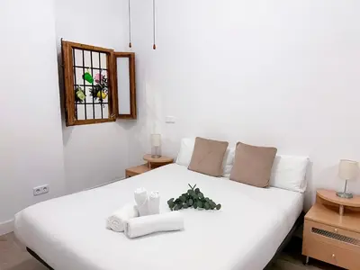 Cama o camas de una habitación en Vibrant Madrid - Apartamento en pleno centro, AC