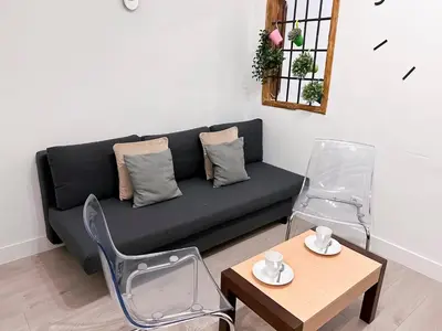 Zona de estar de Vibrant Madrid - Apartamento en pleno centro, AC