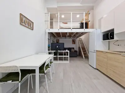 Una cocina o zona de cocina en Seco calle, precisos Loft super equipado cerca de metro Pacífico
