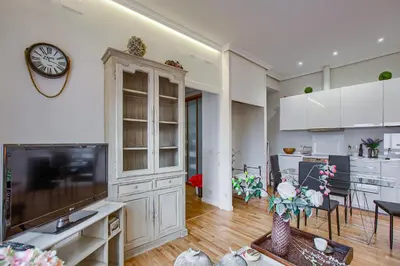 Una televisión o centro de entretenimiento en Apartamento En El Centro Con Vistas Impresionantes