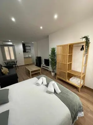 Cama o camas de una habitación en Estudio Retiro-Ibiza II