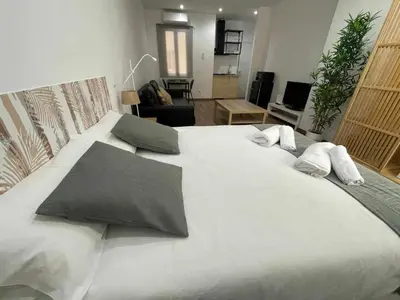 Cama o camas de una habitación en Estudio Retiro-Ibiza II