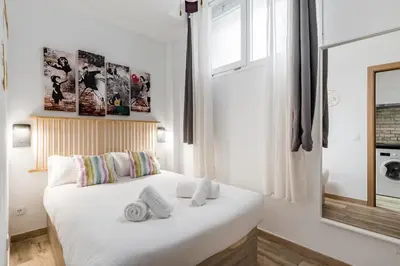 Cama o camas de una habitación en Madrid Numancia - Apartamento de 1 dormitorio