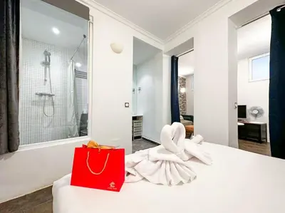 Cama o camas de una habitación en Urbano y acogedor estudio en sótano