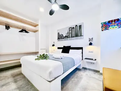 Cama o camas de una habitación en Charming Madrid Principe Pio