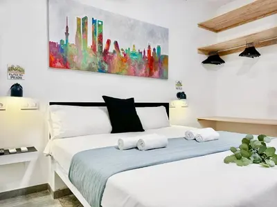 Cama o camas de una habitación en Charming Madrid Principe Pio