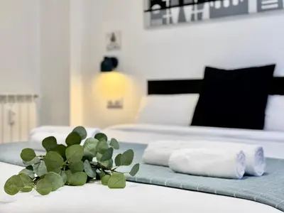 Cama o camas de una habitación en Charming Madrid Principe Pio