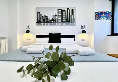 Cama o camas de una habitación en Charming Madrid Principe Pio