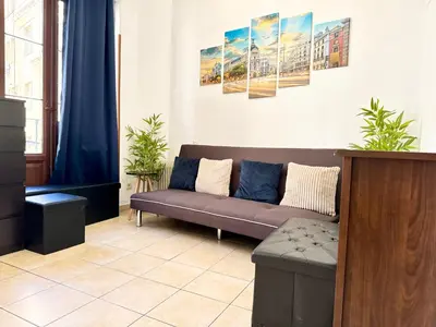 Zona de estar de Madrid Charm 2BD private flat - CITY CENTER