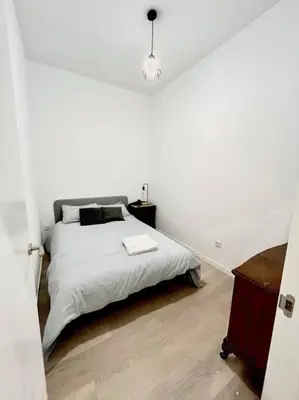 Cama o camas de una habitación en Espectacular apartamento Madrid