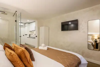 Cama o camas de una habitación en Asequible apartamento a pasos de Callao, Mid Term