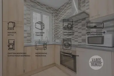 Una cocina o zona de cocina en Agradable piso de 3hab en El Rastro-Centro de Madrid