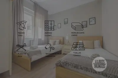 Cama o camas de una habitación en Agradable piso de 3hab en El Rastro-Centro de Madrid