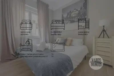 Cama o camas de una habitación en Agradable piso de 3hab en El Rastro-Centro de Madrid