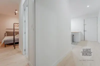 Cama o camas de una habitación en Toque tradicional para 6, en Tirso de Molina E1