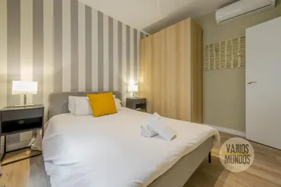 Cama o camas de una habitación en Practico Apt 7pax en Calle Santa Ana Centro de Madrid