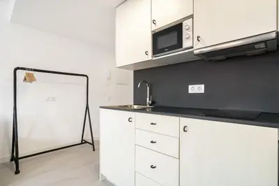 Una cocina o zona de cocina en apartamentos reformados en madrid rio con parking
