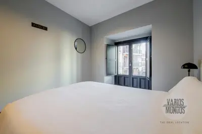 Cama o camas de una habitación en Mirador de Madrid para 7 en Santa Ana 20 E2