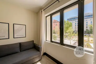 Zona de estar de Bright Apt para 4pax en Gran Via-Plaza de Carmen E2