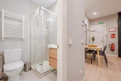Un baño de Acogedor Apt 3 habitaciones y terraza en el Centro de Madrid