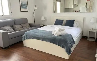 Cama o camas de una habitación en Estudio con Terraza Ibiza-Retiro I