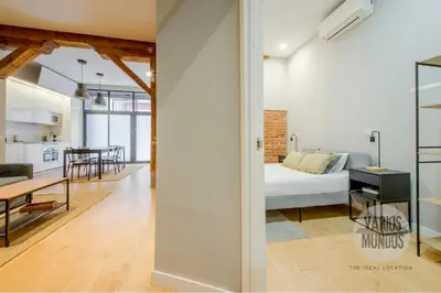 Cama o camas de una habitación en Confort Madrileño para 8 en Tirso de Molina E2