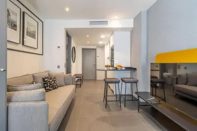 Zona de estar de Modern 2-Person Studio in Madrid Center