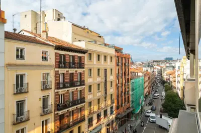 Vista general de Madrid o vista desde el hostal o pensión