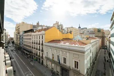 Vista general de Madrid o vista desde el hostal o pensión