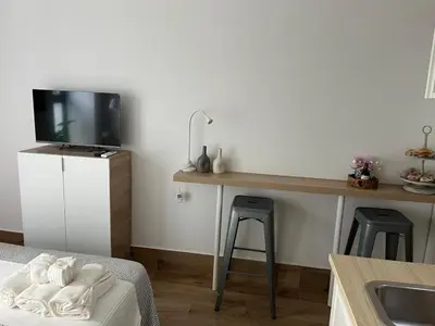 Una televisión o centro de entretenimiento en GARDEN HOUSE Madrid