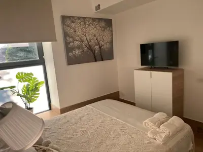 Una televisión o centro de entretenimiento en GARDEN HOUSE Madrid