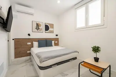 Cama o camas de una habitación en Fantastic studio in Madrid LEY3
