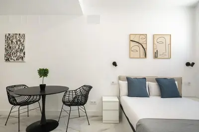 Zona de estar de Cozy studio in Madrid LEY4