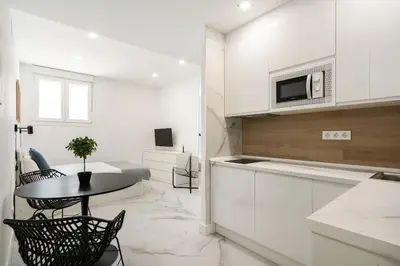Una cocina o zona de cocina en Cozy studio in Madrid LEY4