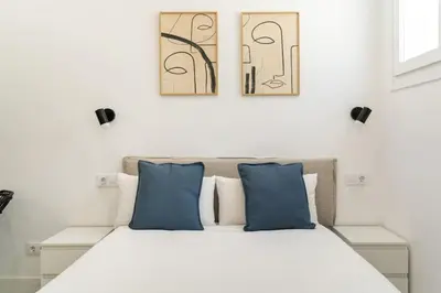 Cama o camas de una habitación en Cozy studio in Madrid LEY4